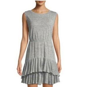 Rebecca Taylor Grey Ruffled Soft Linen Mini Dress